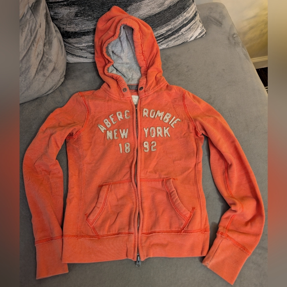Abercrombie Orange Zip Up Hoodie